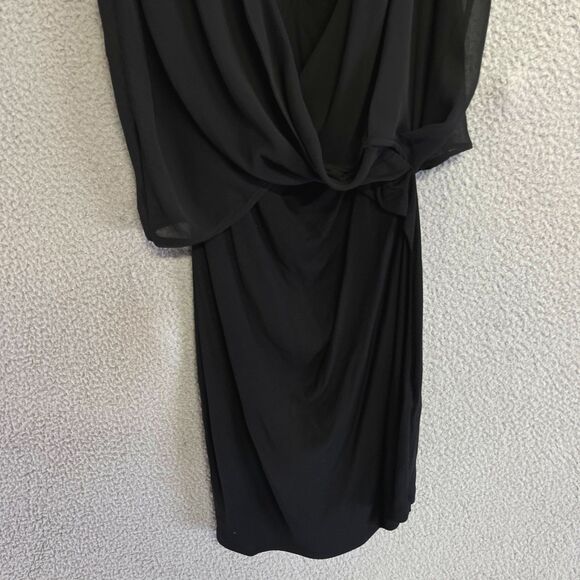 AllSaints Dress Womens 8 Black Draped Wrap  Viscose Sleeveless Sheer Overlay - Picture 2 of 8